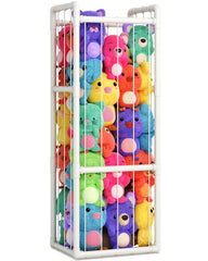 Zoxkoy vertical storage tower with plush toys organized for easy access.