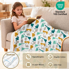 ZPECC dinosaur muslin blanket laid for nap-time soft skin-friendly comfort