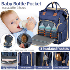 ZRSUN diaper bag backpack foldable crib enables quick naps during trips
