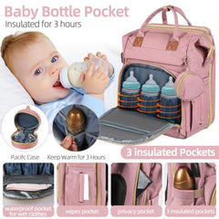 ZRSUN diaper bag backpack USB port enables convenient device charging while traveling.