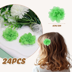 zsccxq 24pc chiffon flower hair clips pastel-2 ideal for wedding photoshoots and bridesmaids.