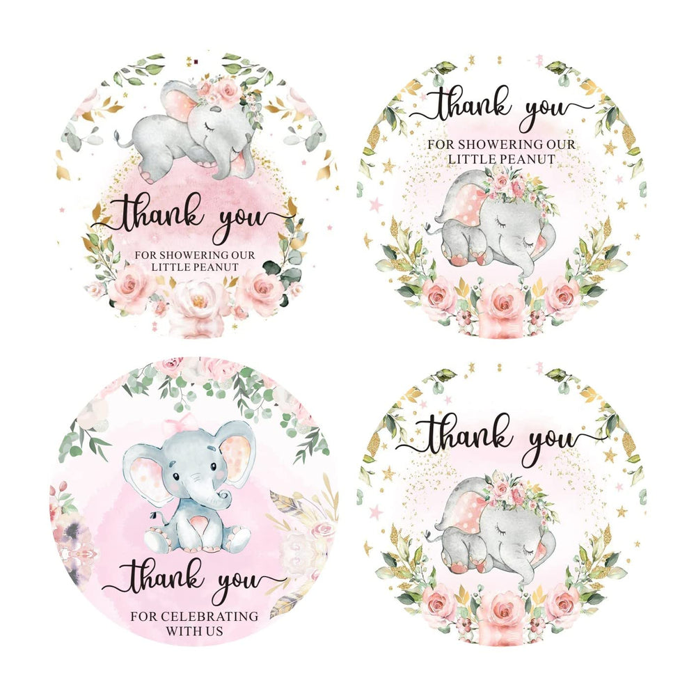 ZSTOWY elephant stickers 2-inch round ideal for baby shower favors and thank-you cards embellishments