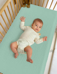 Zurlefy light-green sheet complements nursery design and comfort.