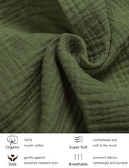 ZURLEFY olive green crib sheet on mattress—secure elastic fit