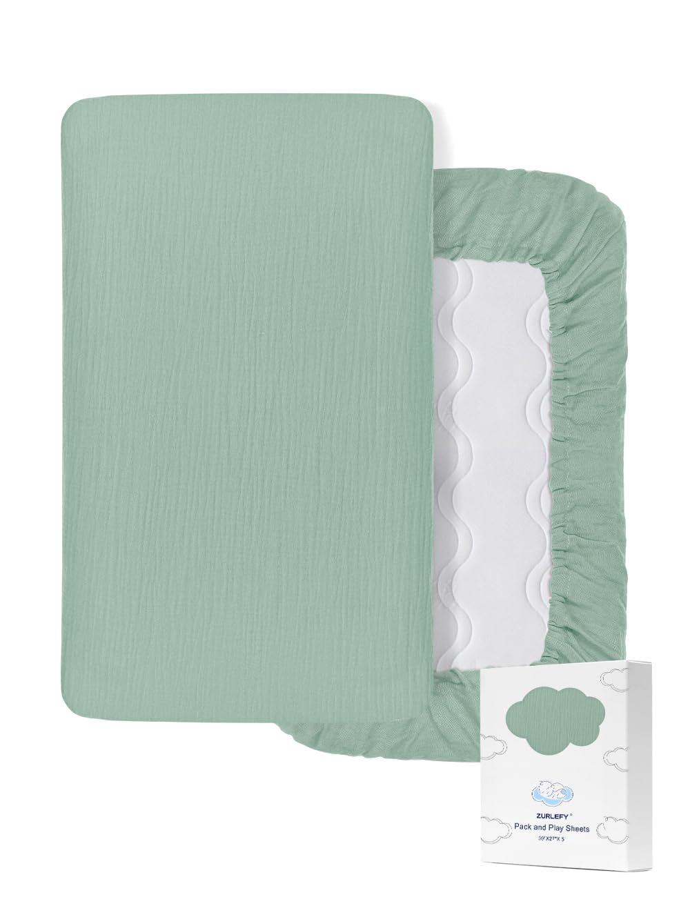 Zurlefy pack-n-play sheet in soft cotton for gentle baby sleep.