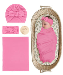 ZURLEFY stretchy baby swaddle blanket in hot pink for cozy newborn wrapping.