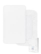 ZURLEFY white crib sheets flat lay showing soft breathable cotton surface for baby comfort