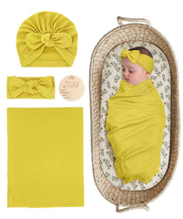 ZURLEFY Yellow swaddle blanket shows soft fabric for gentle newborn swaddling.