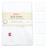 Zutano organic burp cloths folded-trifold design for compact travel mess management.