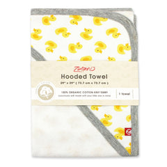 Zutano hooded baby towel hood detail shows secure fit and coverage for baby