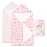 Zutano Unicorn Meadows hooded towel keeps baby warm after bath.