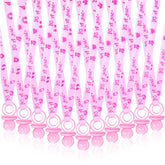 ZYFLSQ 36pc baby shower pacifier necklaces pack—vibrant pink decor perfect for party favors.