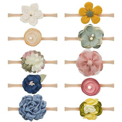 ZYSC baby headbands in soft nylon stretched to 12 inches for growing heads.