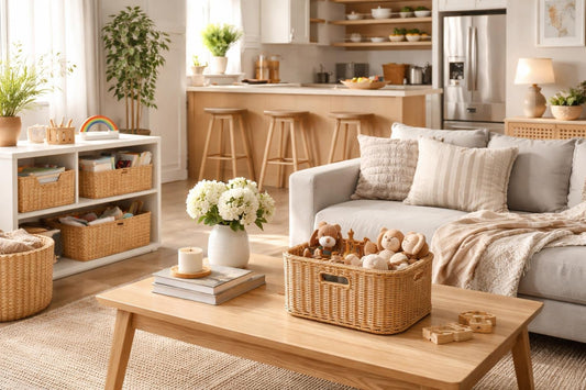 Family-friendly budget home decor and storage solutions