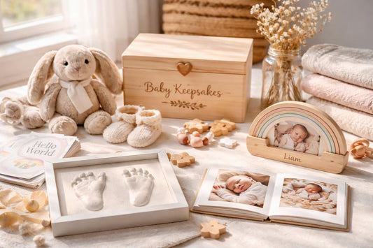 Toronto newborn keepsakes laid out for gifting