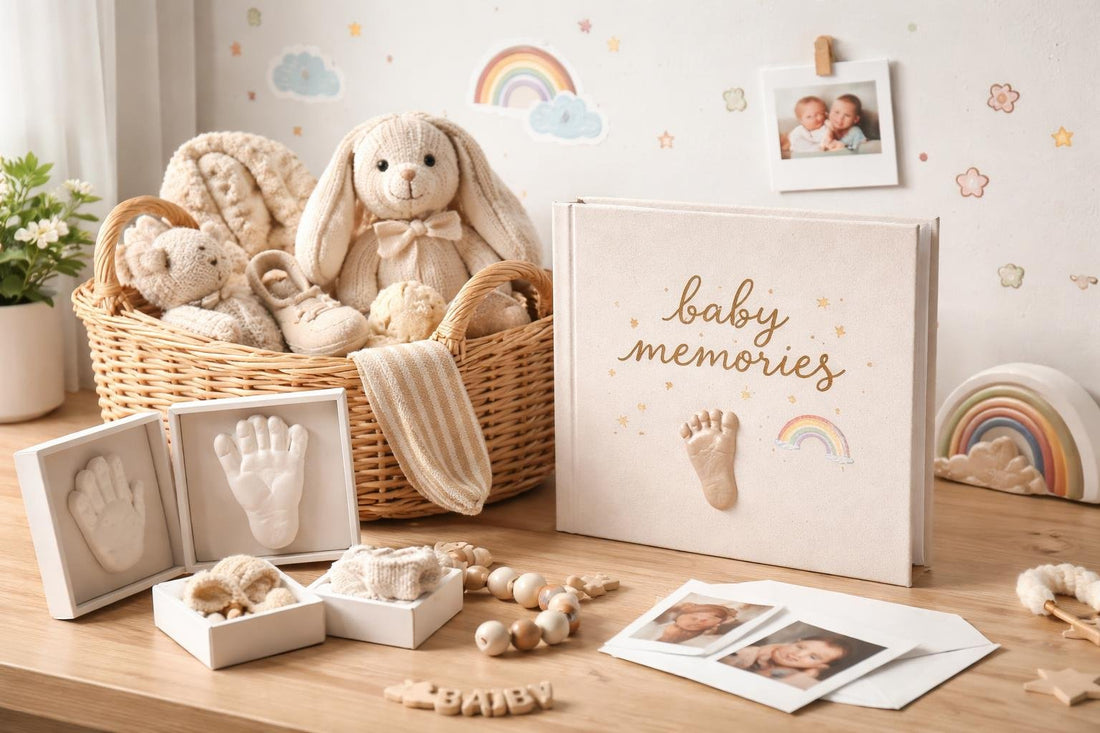baby keepsake journal plush basket and wall decals