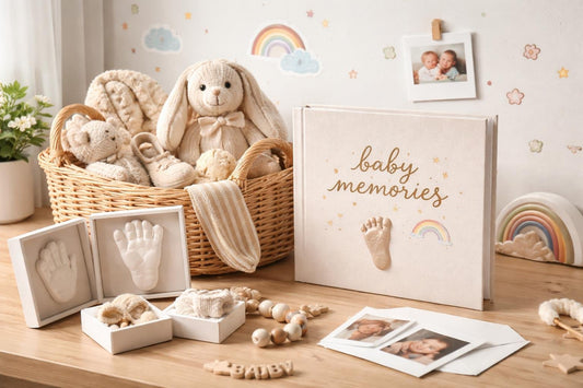 baby keepsake journal plush basket and wall decals
