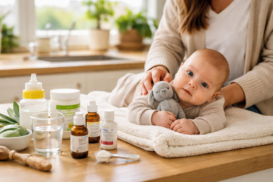 Newborn baby with supplements and caregiver in Ontario