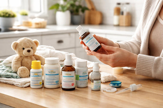 Canadian parent checking baby supplement labels for safety