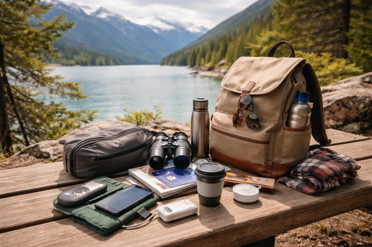 Travel on-the-go essentials packed for British Columbia day trips