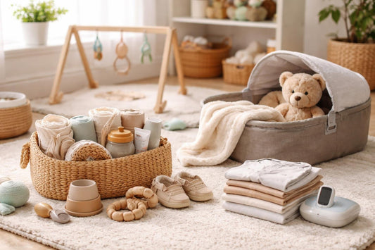 Budget-friendly baby essentials laid out for daily use