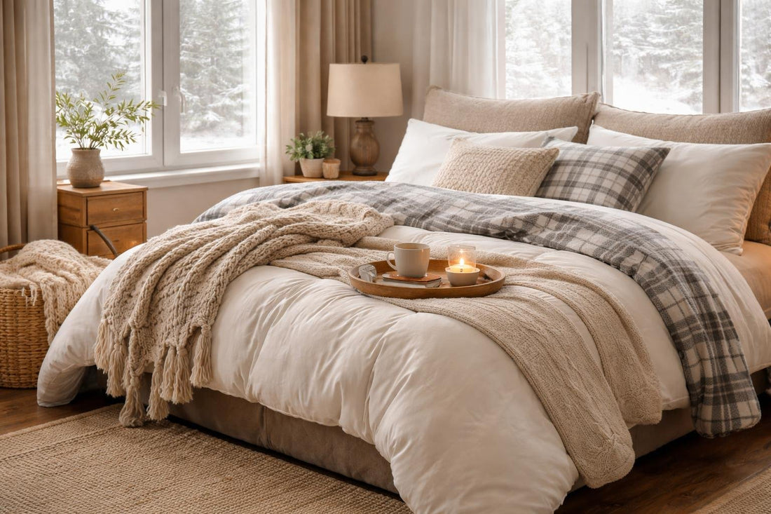 Layered winter bedding for cozy sleep in Canada