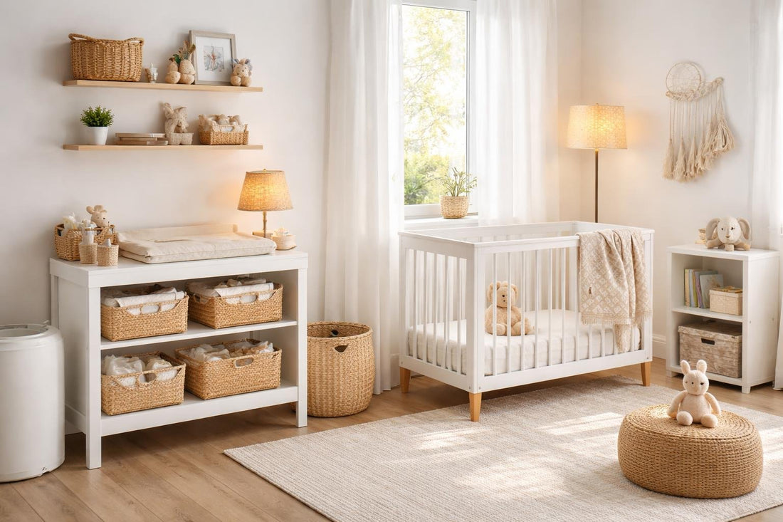 Budget-friendly nursery essentials and furniture in a small room