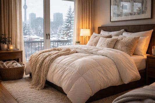 Toronto winter bedding setup with king bed