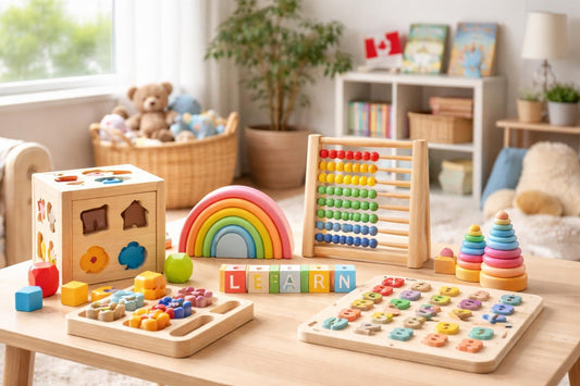 Parent comparing educational toys for Canadian kids