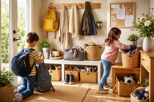 Family organizing entryway essentials for a smoother seasonal routine
