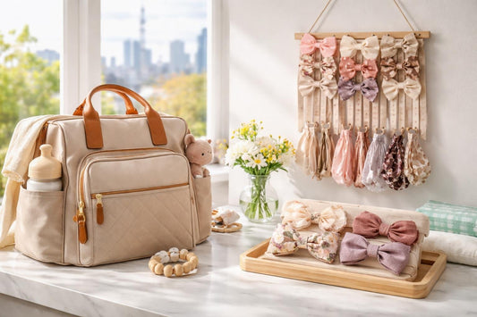 Toronto mom accessories: diaper bag and headbands