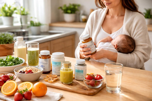 Breastfeeding mom choosing supplements in Ontario