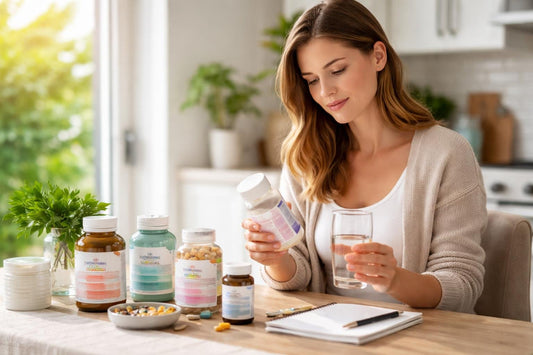 Ontario mom reviewing supplements at home
