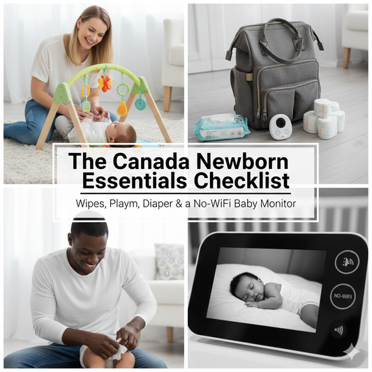 Canada's essential items list for newborn babies - wipes, playpen, diaper bag and WiFi-free
