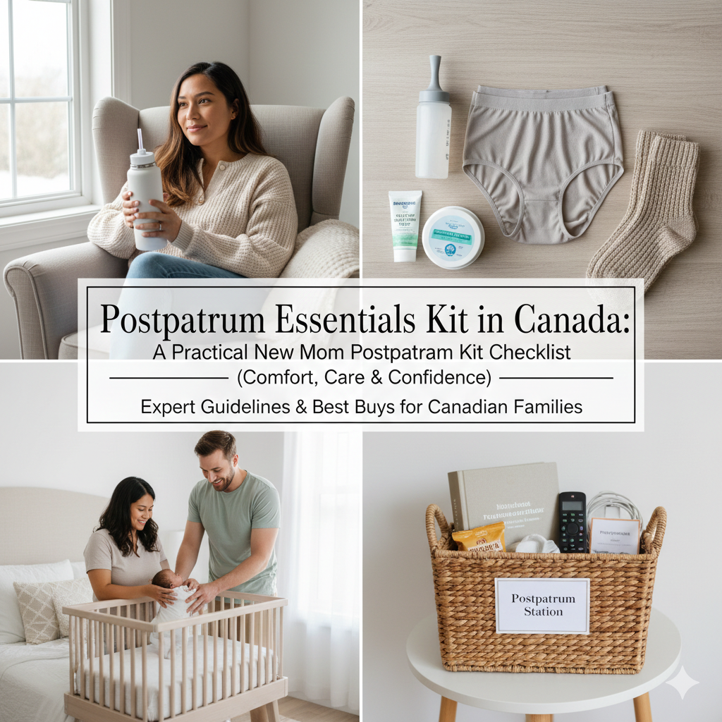 Postpartum essentials kit in Canada - a practical new mom postpartum kit checklist