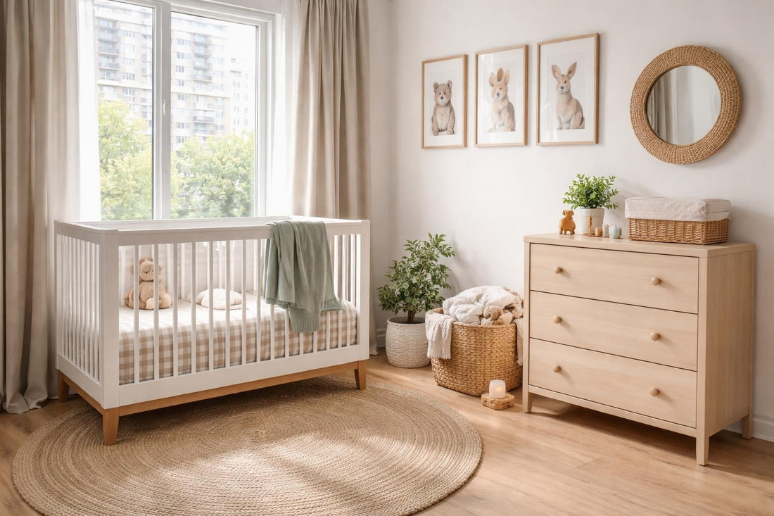 Small Toronto nursery crib and dresser setup