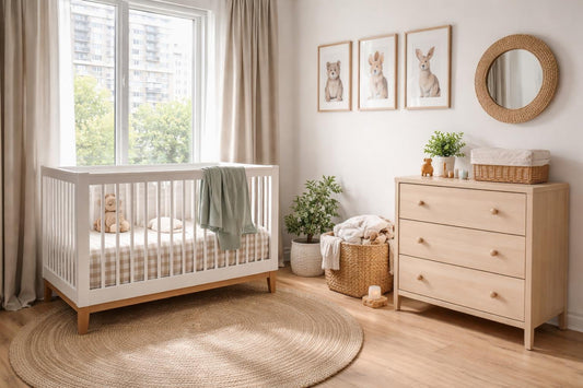 Small Toronto nursery crib and dresser setup