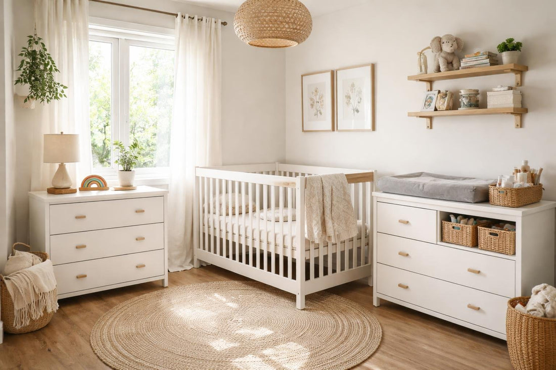 Small Ontario nursery with crib dresser and changing table