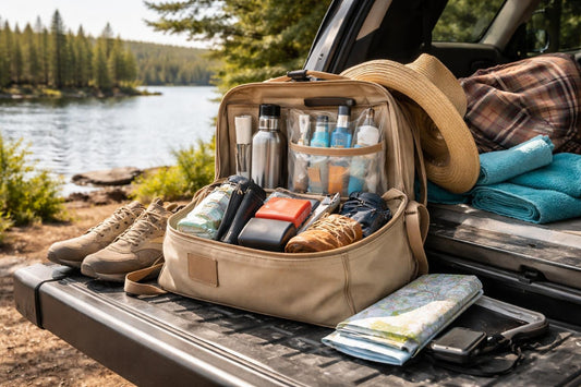 Packed travel kit for Ontario weekend family trips