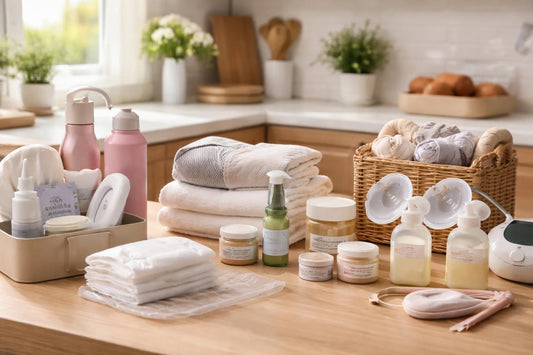 Postpartum care essentials arranged for week 1 to 6