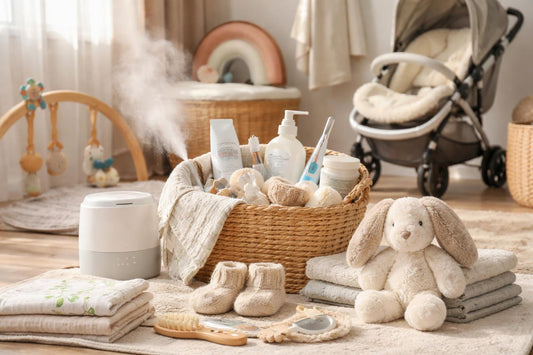 Seasonal baby essentials laid out for daily care