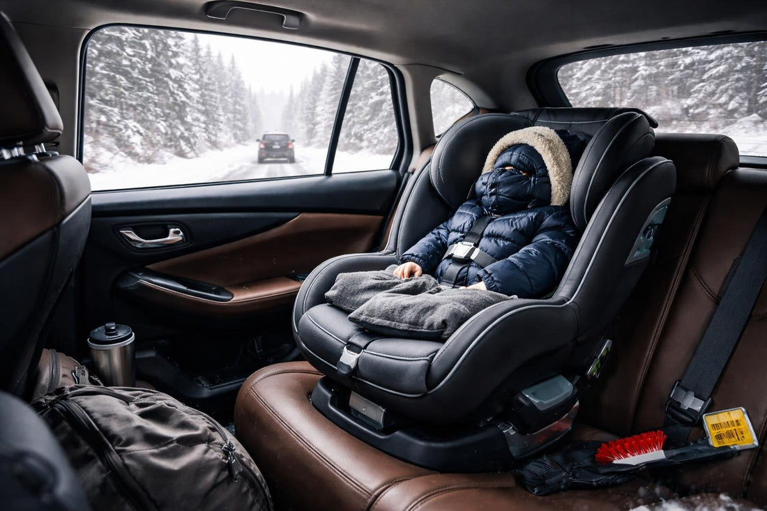 Ontario winter car seat safety on snowy road