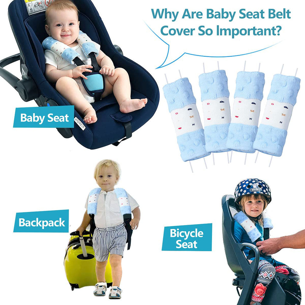 1one-enjoy closeup of fabric detail on baby car seat straps cover for soft touch.
