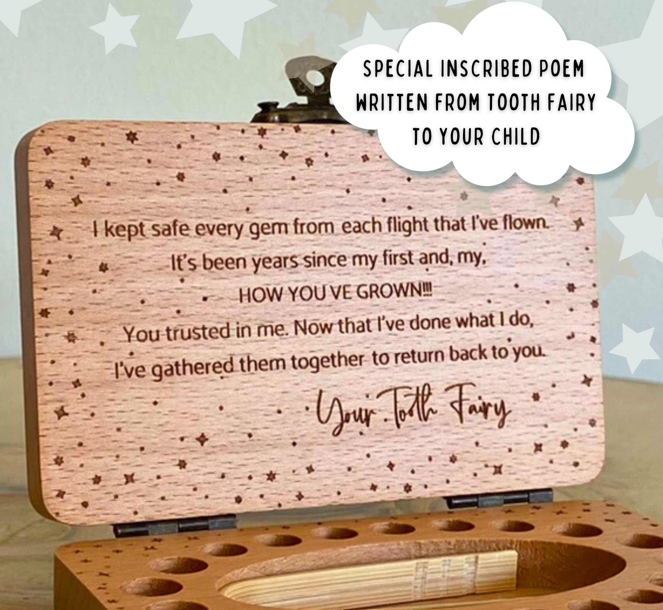 Bamboo tongs from 20 Moments of Tooth Fairy for hygienic handling during tooth transfer