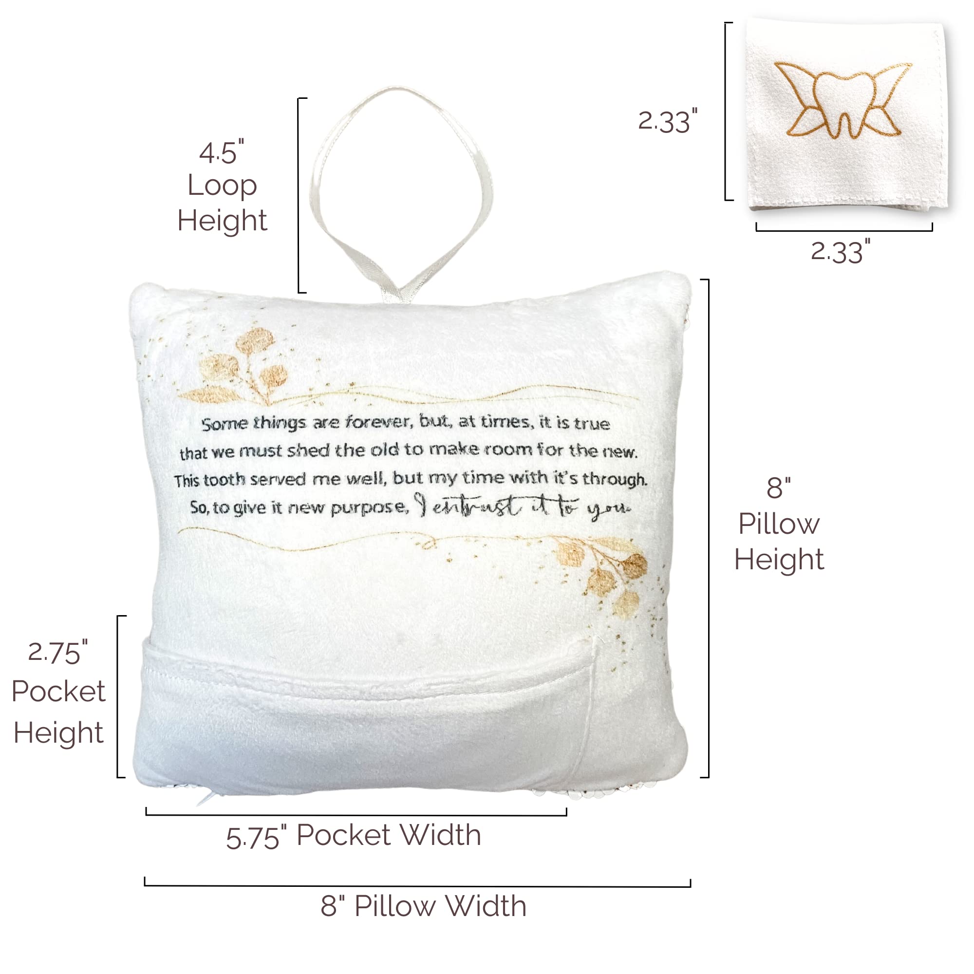 20 Moments of Tooth Tooth Fairy Pillow pocket for tooth keeps the lost tooth secure