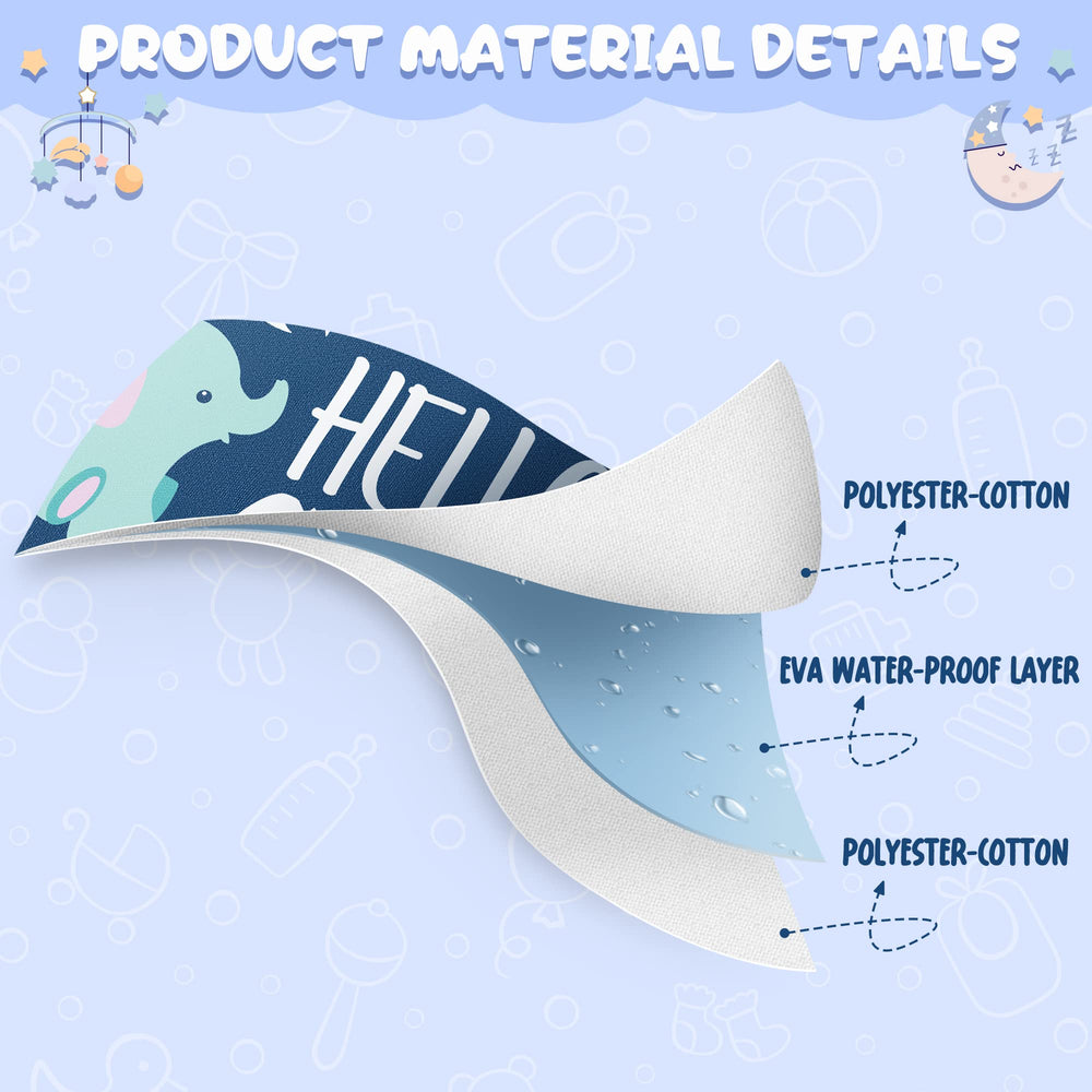 2ooya baby-bib baby-bottle pattern protects clothes with waterproof back layer.