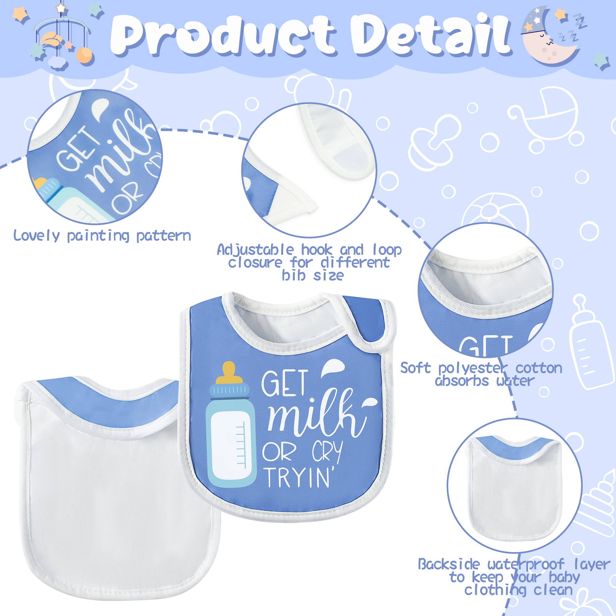 2ooya elephant pattern bib features adjustable closure for secure, comfortable feeding.
