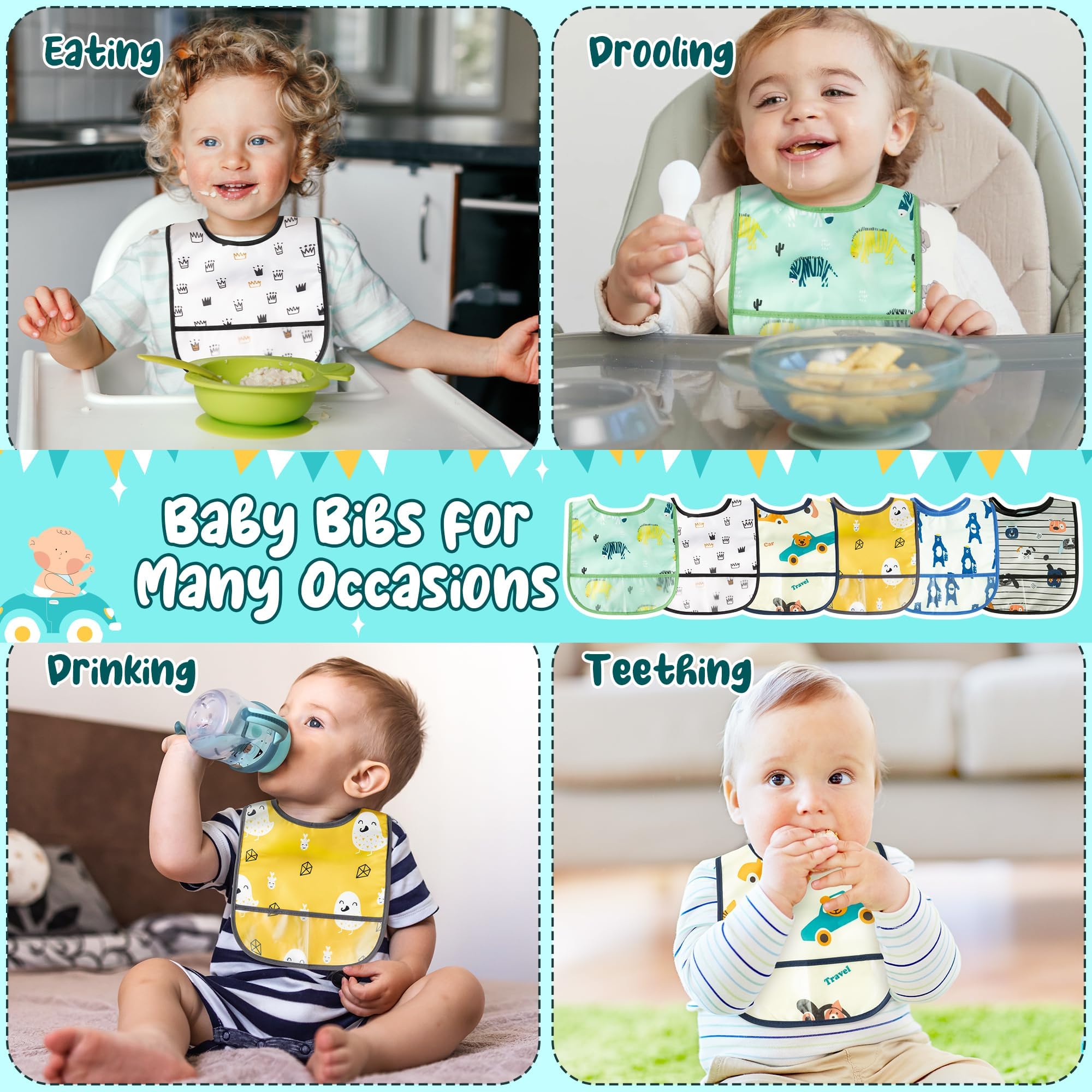 2ooya baby bibs multicolor prints offer versatile protection from spills.
