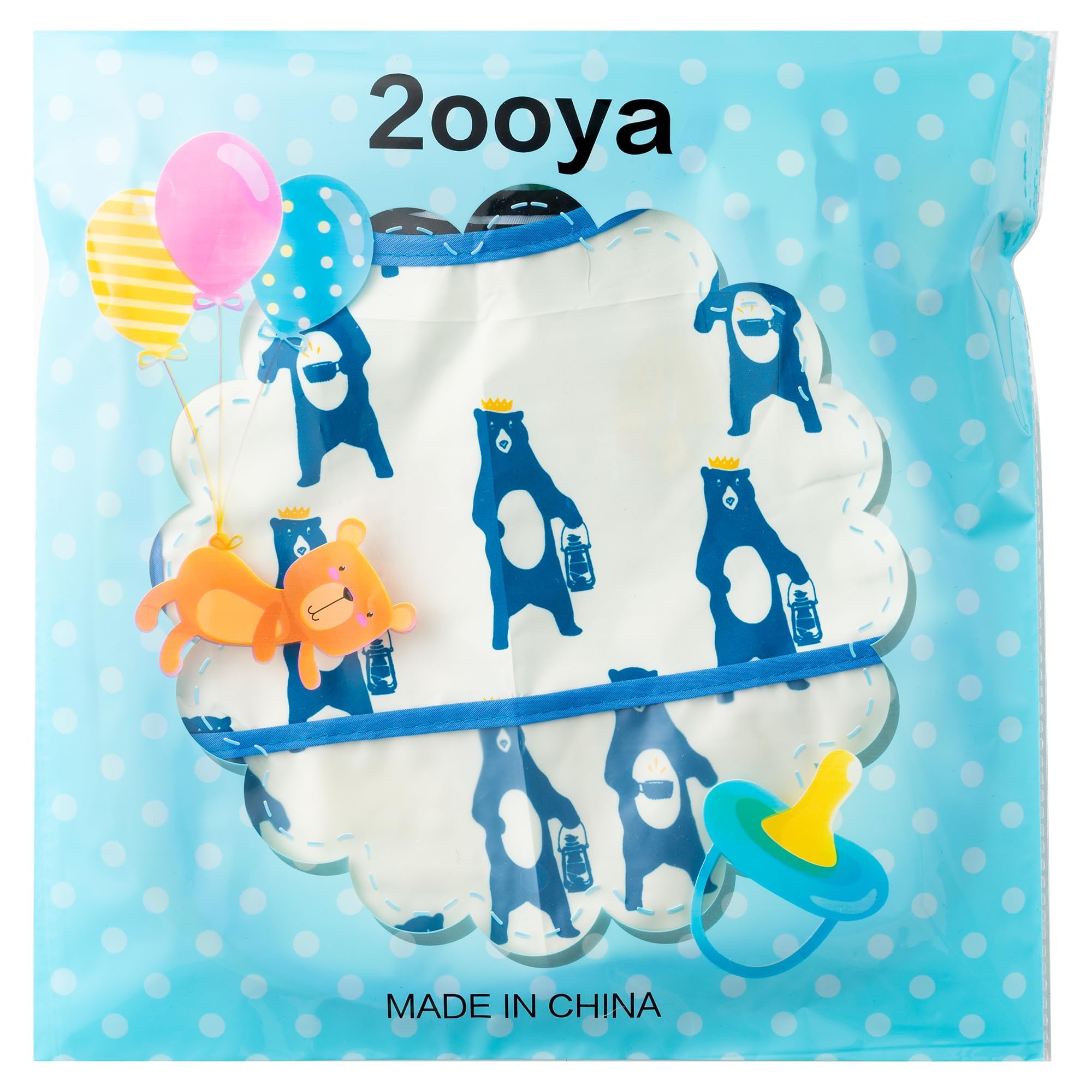 2ooya baby bibs pocket detail shows a wide crumb catcher for leftovers.