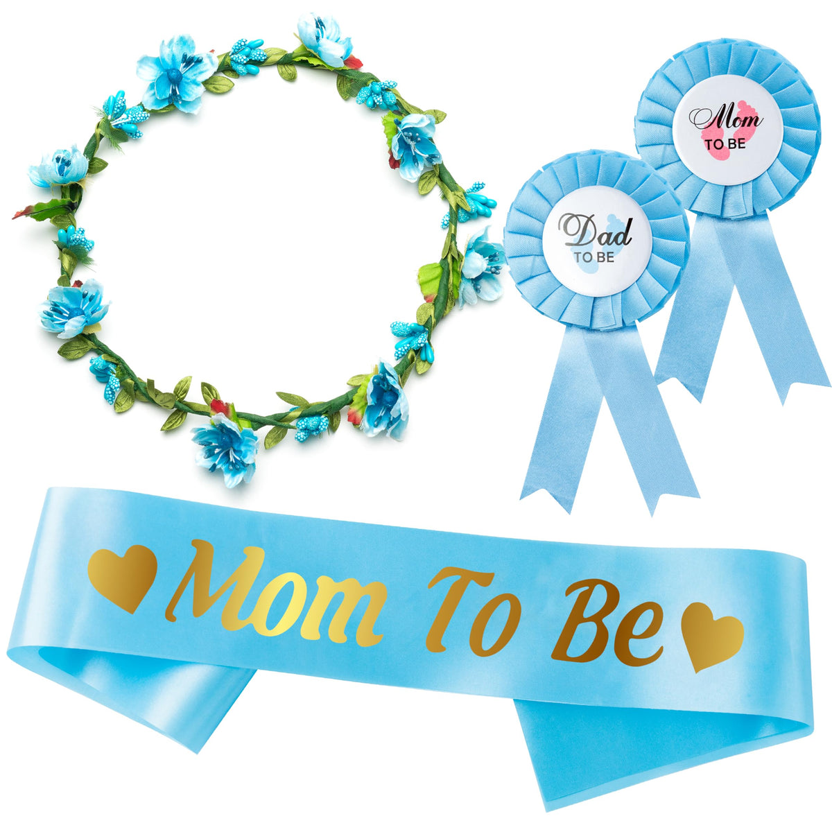 2ooya blue and gold mom to be sash enhances baby shower photos with celebratory flair